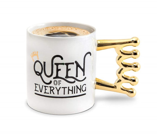 Taza Tazón Mug Cerámica Queen Of Everything Mango Metalico